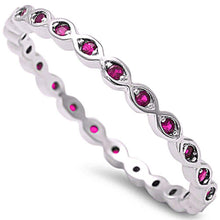 Load image into Gallery viewer, Sterling Silver Ruby Eternity Band Ring with CZ StonesAndWidth 2 mm