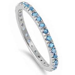 Sterling Silver Stackable Blue Topaz Eternity Band .925 Ring