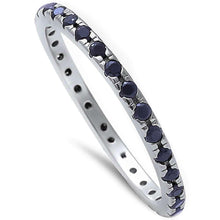 Load image into Gallery viewer, Sterling Silver Black Onyx Eternity Band Ring with CZ StonesAndWidth 2mm