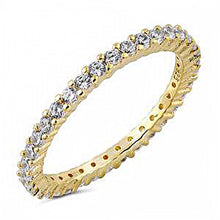 Load image into Gallery viewer, Sterling Silver Stackable ETERNITY Yellow Gold Ring with CZ StonesAndBand Width 2mm