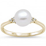 Sterling Silver Fresh Water Pearl and CZ Ring