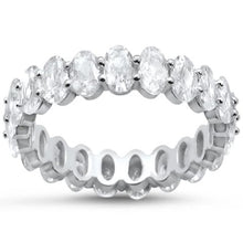 Load image into Gallery viewer, Sterling Silver Oval Cubic Zirconia Eternity Band Ring