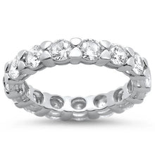 Load image into Gallery viewer, Sterling Silver Round Cubic Zirconia Eternity Band Ring