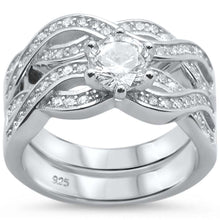 Load image into Gallery viewer, Sterling Silver Round Infinity Twisted Band Engagement Ring Set