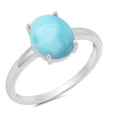 Load image into Gallery viewer, Sterling Silver Solid Oval Natural Larimar Ring