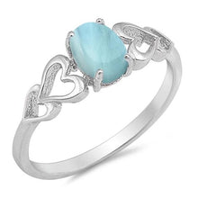 Load image into Gallery viewer, Sterling Silver Natural Larimar With Heart Ring