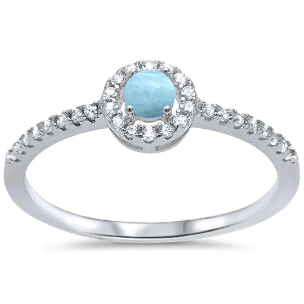 Sterling Silver Larimar and Cubic Zirconia Ring - silverdepot