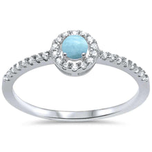 Load image into Gallery viewer, Sterling Silver Larimar and Cubic Zirconia Ring - silverdepot