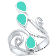 Load image into Gallery viewer, Sterling Silver Turquoise Wrap Around Spiral Stone Rings With CZ StonesAnd Width 28mm