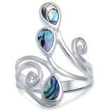 Sterling Silver Abalone Shell Stone Rings with CZ Stones And Width 27mm