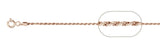 Sterling Silver 1.4mm Rose Gold Plated Rope Chain