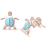 Sterling Silver Rose Gold Plated Heart shape Natural Larimar Earrings