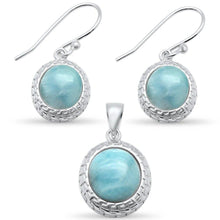 Load image into Gallery viewer, Sterling Silver Natural Larimar Oval Shape Earring and Pendant Set