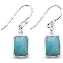 Load image into Gallery viewer, Sterling Silver Natural Larimar Rectangle Drop Dangle Earrings
