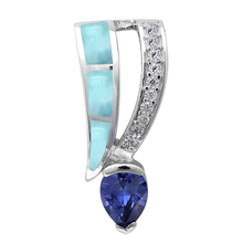 Load image into Gallery viewer, Sterling Silver Natural Larimar Tanzanite and Cz Pendant