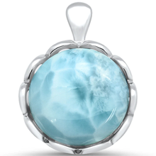 Load image into Gallery viewer, Sterling Silver Natural Larimar Round Pendant