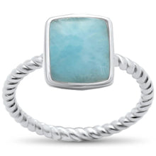 Load image into Gallery viewer, Sterling Silver Rectangle Natural Larimar Braided Band Ring