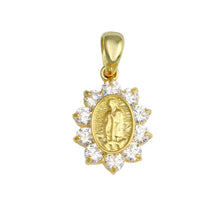 Load image into Gallery viewer, 14K Yellow Gold Catholic CZ Pendant,Approx. Gram Weight- 1.01 grams