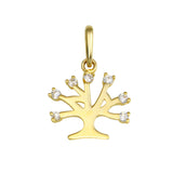 14K Yellow Gold Tree of Life CZ Pendant,Approx. Gram Weight- 0.32 grams
