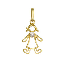 Load image into Gallery viewer, 14K Yellow Gold Girl CZ Pendant,Approx. Gram Weight- 0.25 grams