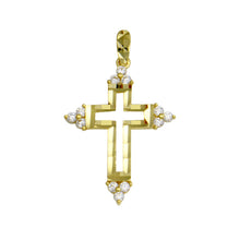 Load image into Gallery viewer, 14K Yellow Gold Cross CZ Pendant,Approx. Gram Weight- 0.73 grams