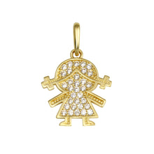 Load image into Gallery viewer, 14K Yellow Gold Girl CZ Pendant,Approx. Gram Weight- 0.67 grams