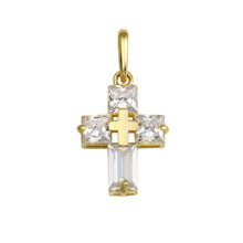 Load image into Gallery viewer, 14K Yellow Gold Cross CZ Pendant,Approx. Gram Weight- 0.74 grams