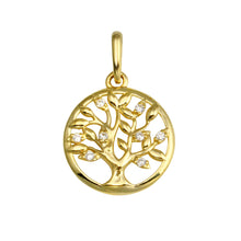 Load image into Gallery viewer, 14K Yellow Gold Tree of Life CZ Pendant,Approx. Gram Weight- 0.64 grams