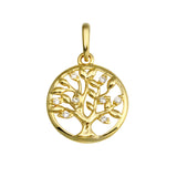 14K Yellow Gold Tree of Life CZ Pendant,Approx. Gram Weight- 0.64 grams
