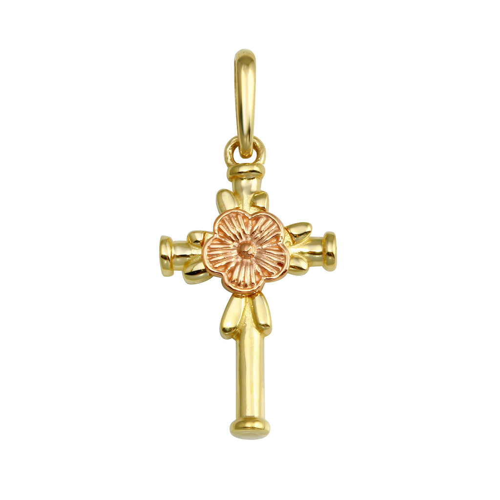 14K Yellow and Rose Gold Cross Pendant,Approx. Gram Weight- 0.52 grams