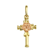 Load image into Gallery viewer, 14K Yellow and Rose Gold Cross Pendant,Approx. Gram Weight- 0.52 grams