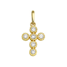 Load image into Gallery viewer, 14K Yellow Gold Cross CZ Pendant,Approx. Gram Weight- 0.48 grams