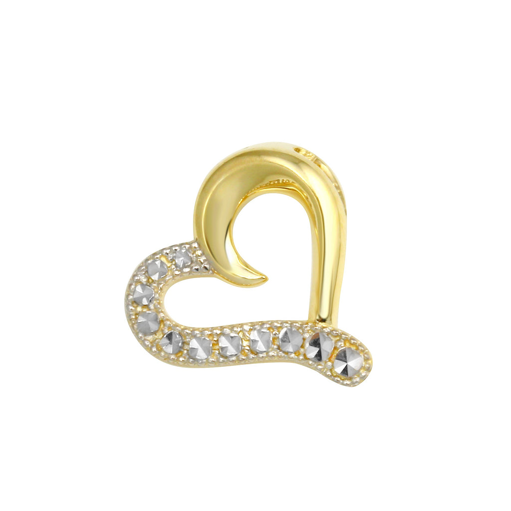 14K Two Tone Gold Heart CZ Pendant,Approx. Gram Weight- 0.51 grams