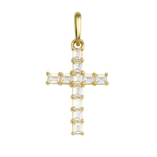 Load image into Gallery viewer, 14K Yellow Gold Cross CZ Pendant,Approx. Gram Weight- 0.52 grams