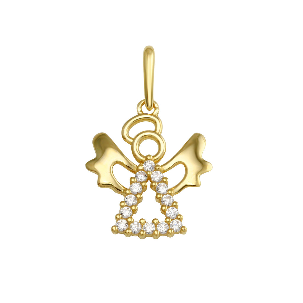 14K Yellow Gold The Angel CZ Pendant,Approx. Gram Weight- 0.42 Grams