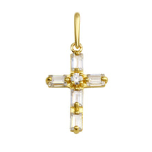 Load image into Gallery viewer, 14K Yellow Gold Cross CZ Pendant,Approx. Gram Weight- 0.61 Grams