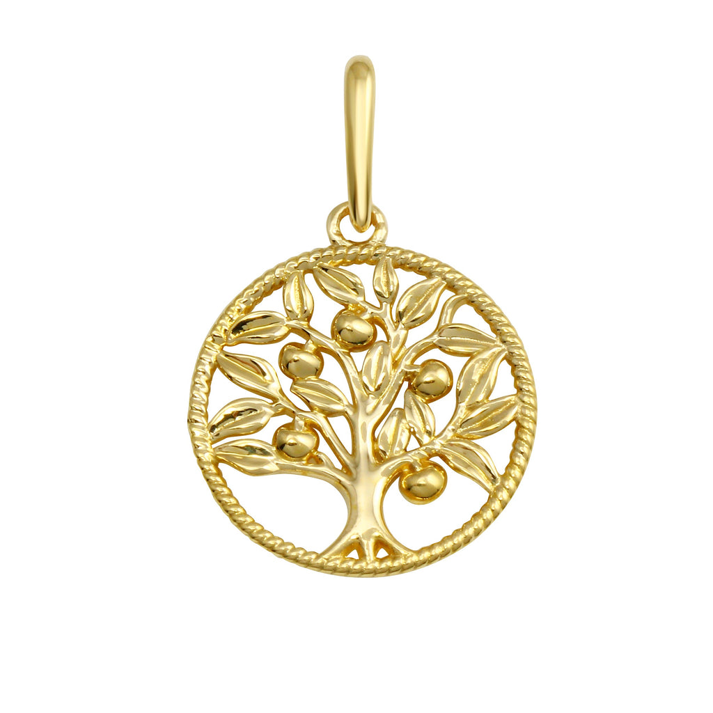 14K Yellow Gold Tree of Life CZ Pendant,Approx. Gram Weight- 0.70 Grams