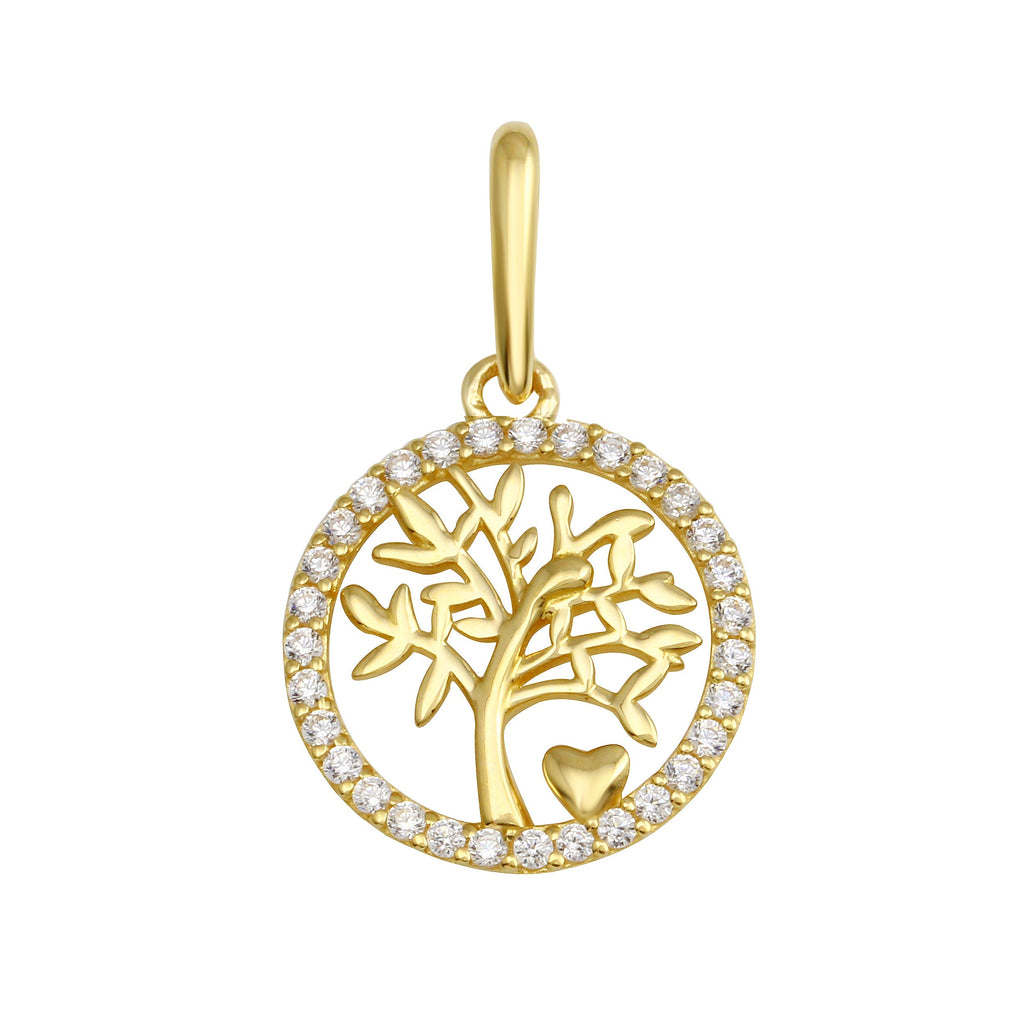 14K Yellow Gold Tree of Life CZ Pendant,Approx. Gram Weight- 0.54 Grams