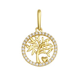 14K Yellow Gold Tree of Life CZ Pendant,Approx. Gram Weight- 0.54 Grams