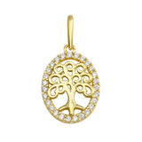 14K Yellow Gold Tree of Life CZ Pendant,Approx. Gram Weight- 0.66 Grams