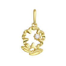 Load image into Gallery viewer, 14K Yellow Gold Flower CZ Pendant,Approx. Gram Weight- 0.47 Grams
