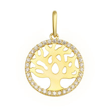 Load image into Gallery viewer, 14K Yellow Gold Tree of Life CZ Pendant,Approx. Gram Weight-  0.84 Grams