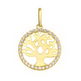 14K Yellow Gold Tree of Life CZ Pendant,Approx. Gram Weight-  0.84 Grams