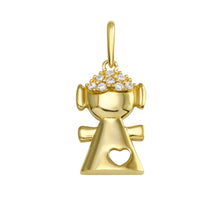 Load image into Gallery viewer, 14K Yellow Gold The Girl CZ Pendant,Approx. Gram Weight- 0.84 Grams