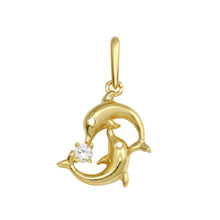 Load image into Gallery viewer, 14K Yellow Gold Dolphin CZ Pendant,Approx. Gram Weight- 0.42 Grams
