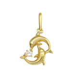 14K Yellow Gold Dolphin CZ Pendant,Approx. Gram Weight- 0.42 Grams