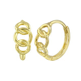 14K Yellow Gold Open Back Hoop Huggie CZ Earrings, Approx. Gram Weight 1.31 grams