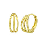 14K Yellow Gold Open Back Hoop Huggie CZ Earrings, Approx. Gram Weight 1.87 grams