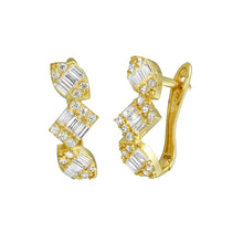 Load image into Gallery viewer, 14K Yellow Gold Closed Back Hoop CZ Earrings,Approx. Gram Weight- 1.5 Grams