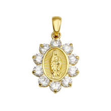 Load image into Gallery viewer, 14K yellow Gold Catholic CZ Pendant,Approx. Gram Weight- 1.92 Grams